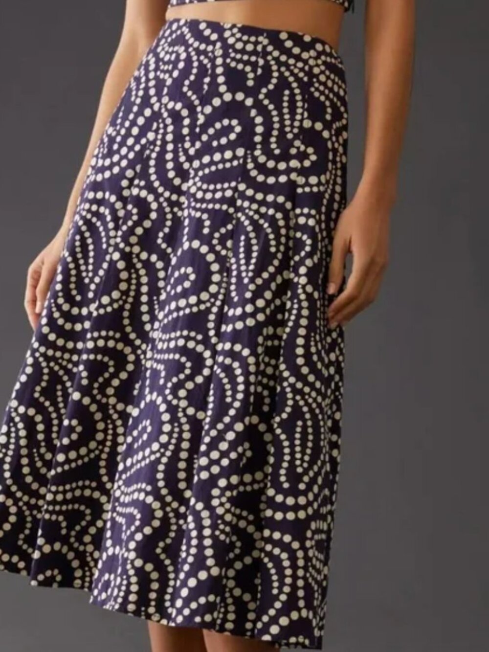 Anthropologie Printed Cotton Midi Skirt